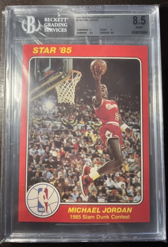 1985 Star Slam Dunk Super 5x7 Basketball #5 Michael Jordan RC Rookie HOF BGS 8.5