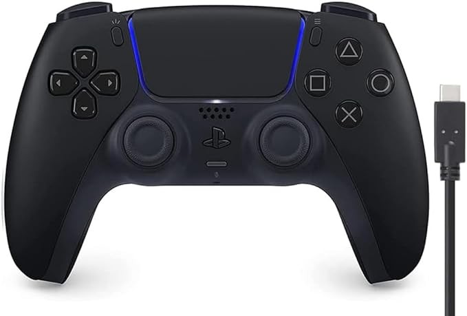 DualSense ワイヤレスコントローラー ミッドナイト ブラック (CFI-ZCT1J01)【Amazon.co.jp特典】PS5用コントローラー充電ケーブル3m