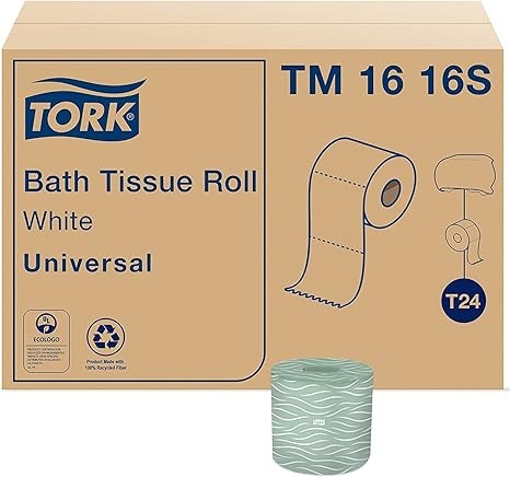 Tork Septic Safe Toilet Paper White, 100% Recycled, 2-ply, 500 Sheets per Roll, 96 Rolls