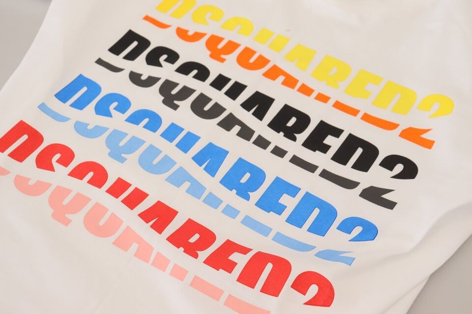 DSQUARED2 T-shirt White Logo Print Short Sleeves Crewneck Top IT48US38M 330usd