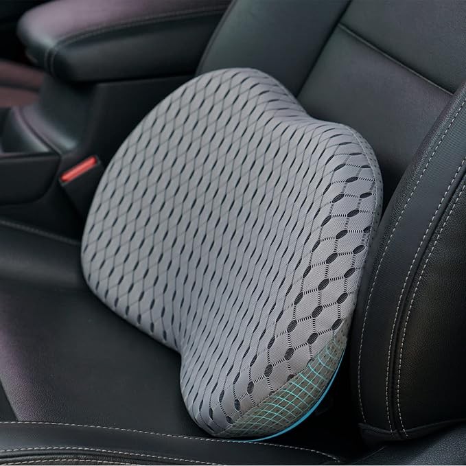 Memory Foam Car Seat Fill Cushion,Lumbar Support Pillow,for Car seat,Office Chair.Car Seat Cushion Pain Relief - for Car Travel, Long Trips（Gray）