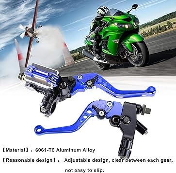 Universal Motorcycle 78 22mm Handlebar Brake Master Cylinder Clutch Lever CNC Left & Right Set Compatible with Harley Honda Kawasaki Suzuki Yamaha（ Piston Diameter 12.7mm (Blue)